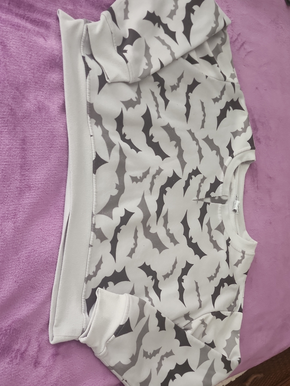 White & Gray Bat Print Pullover Sweatshirt - Women Intimates & Sleepwear